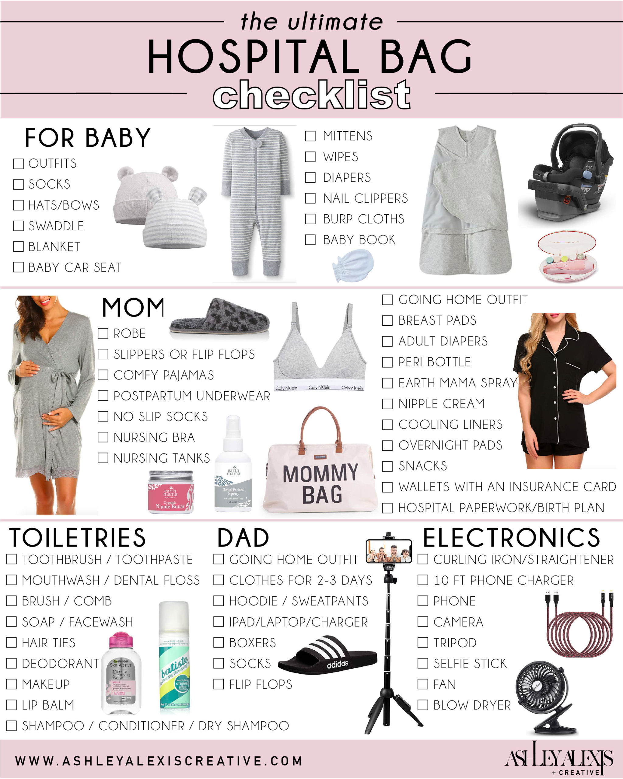 hospital bag checklist  basic mama necessities - Showit Blog